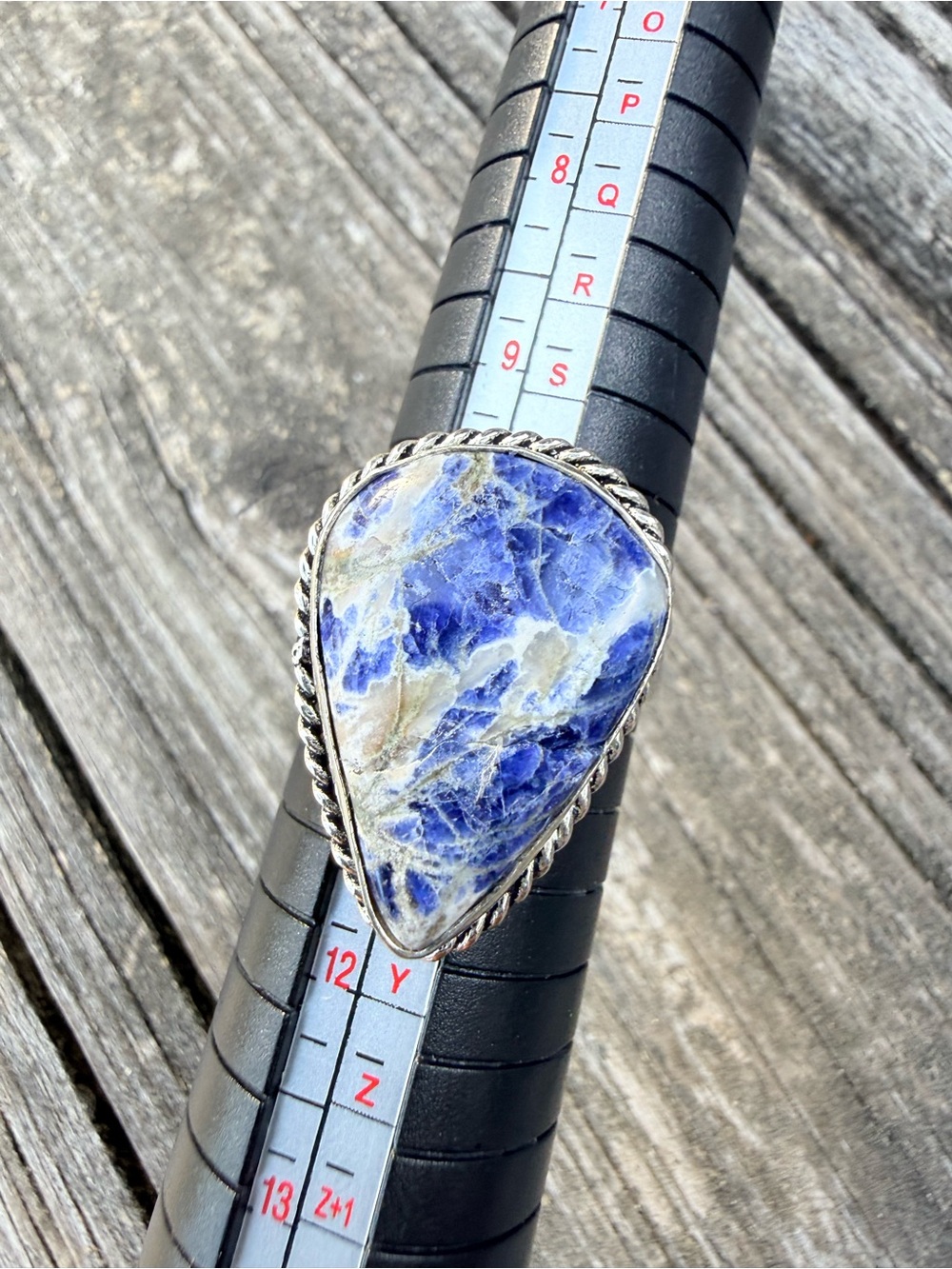 Sterling Silver Teardrop Blue Sodalite Statement Ring